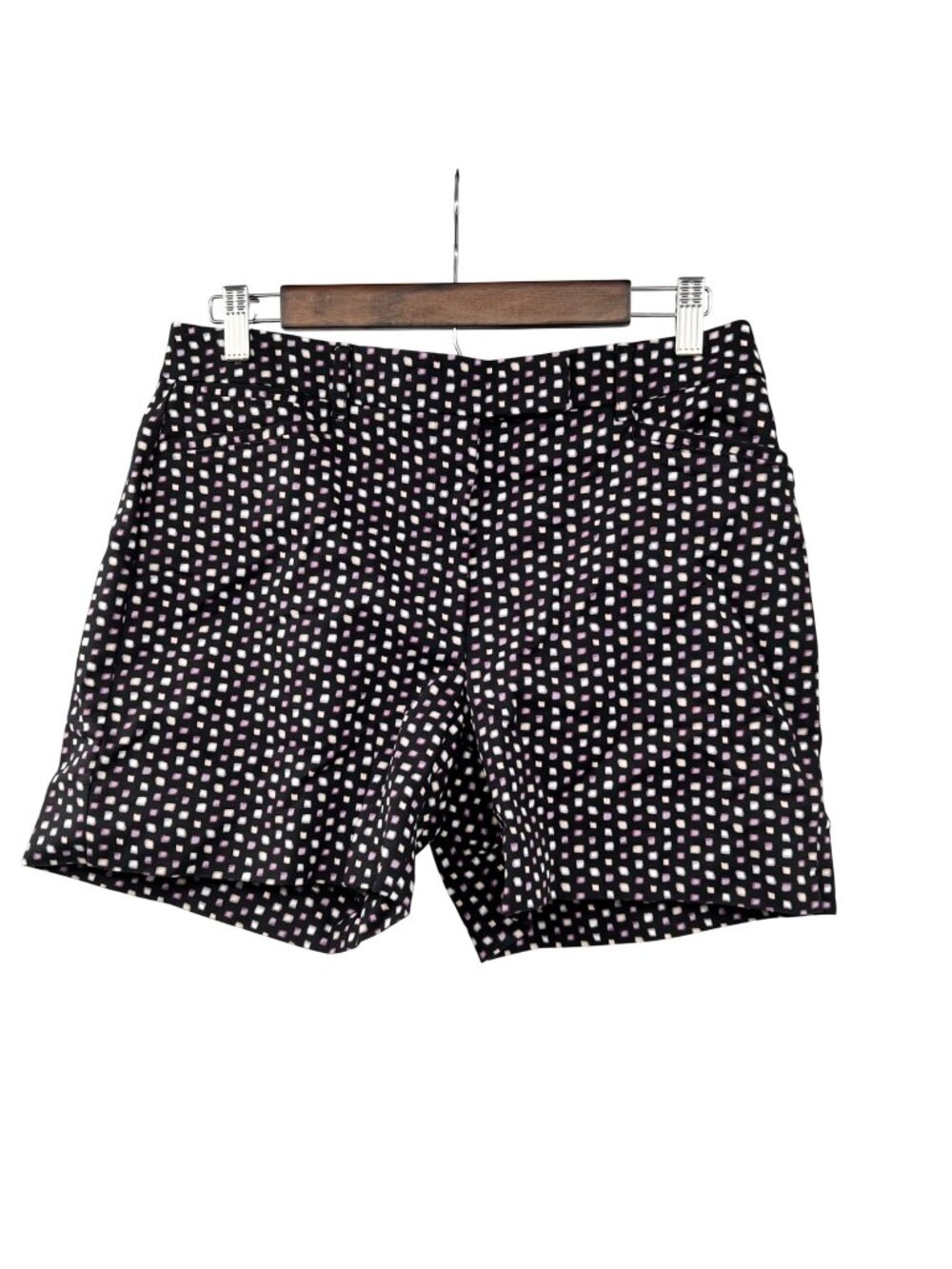 WHBM Womens The 5" Short Chino Black/Multi Print Size 8 Pockets